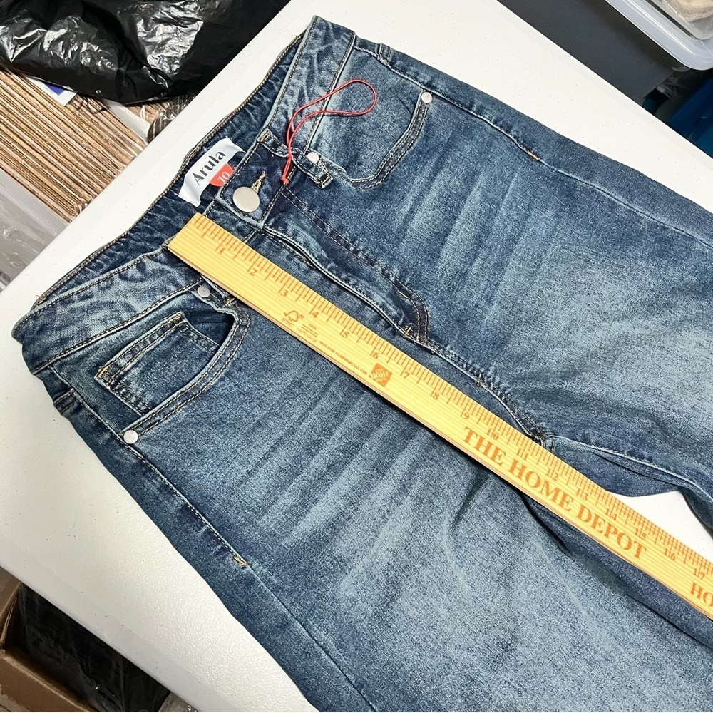 Arula Slit Leg Jeans Straight Leg Medium Wash Split Size 10 Z - Picture 6 of 9